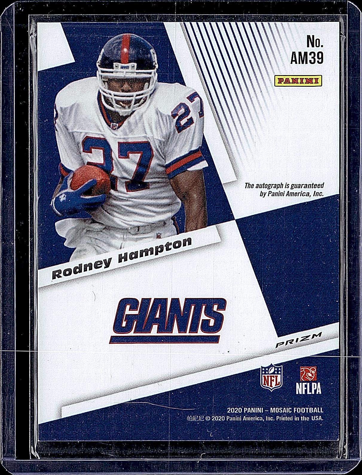 2020 Panini Mosaic #AM39 Rodney Hampton Autographs Prizm