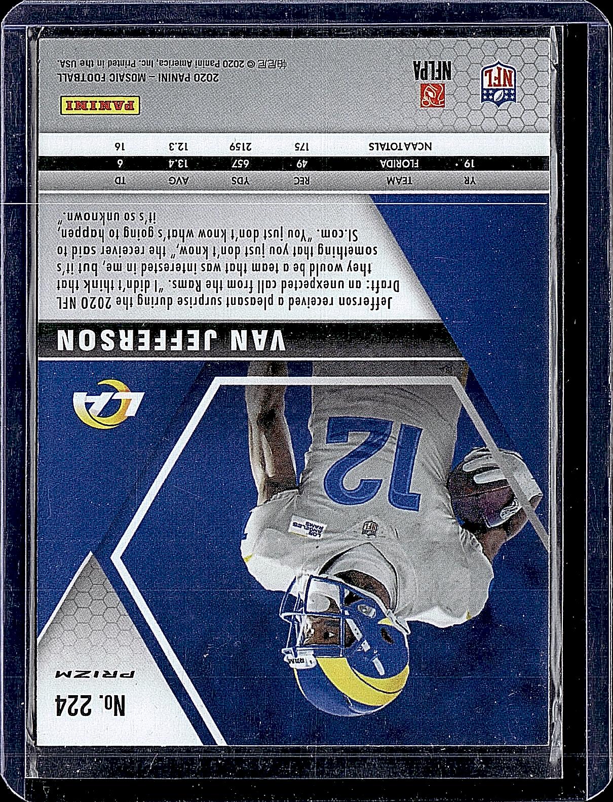 2020 Panini Mosaic #224 Van Jefferson Prizm Reactive Green
