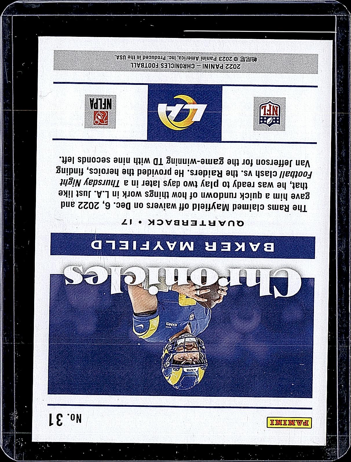 2022 Panini Chronicles #31 Baker Mayfield Pink