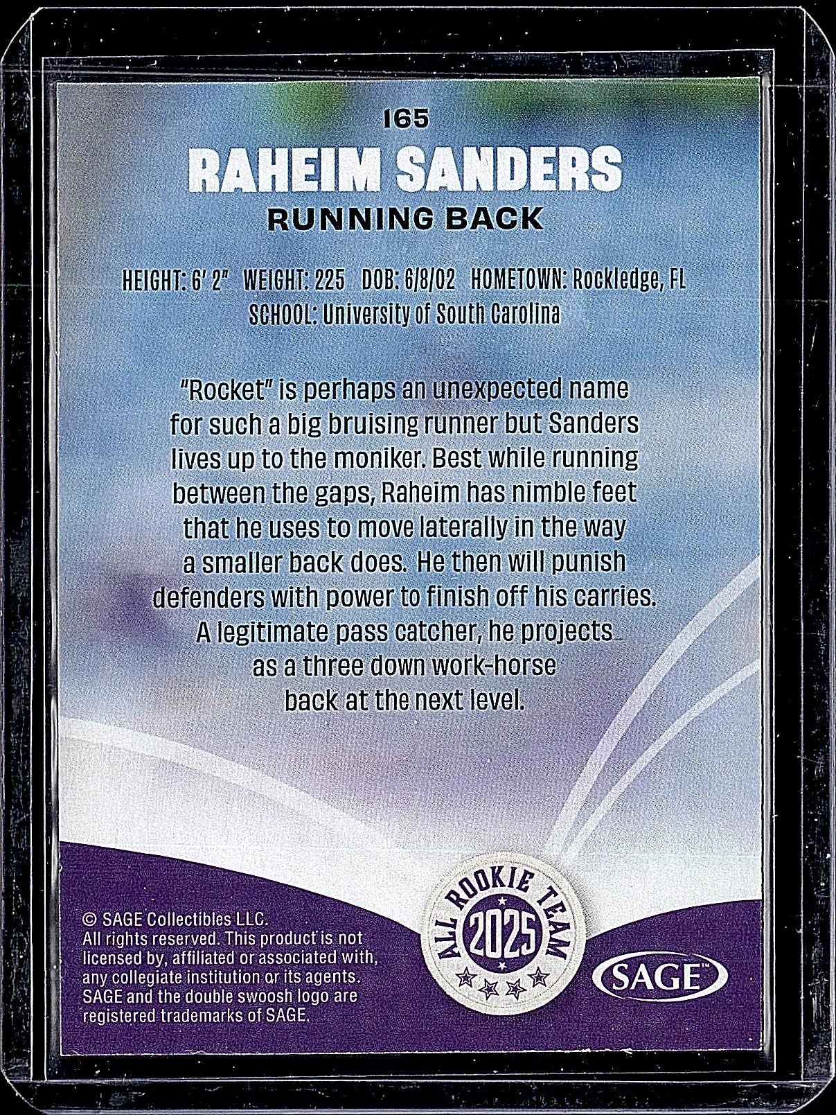 2025 SAGE HIT #165 Raheim Sanders