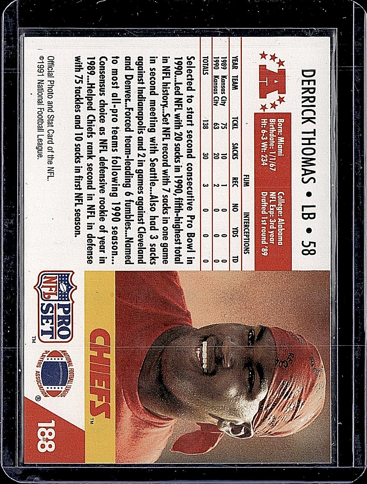 1991 Pro Set Derrick Thomas #188
