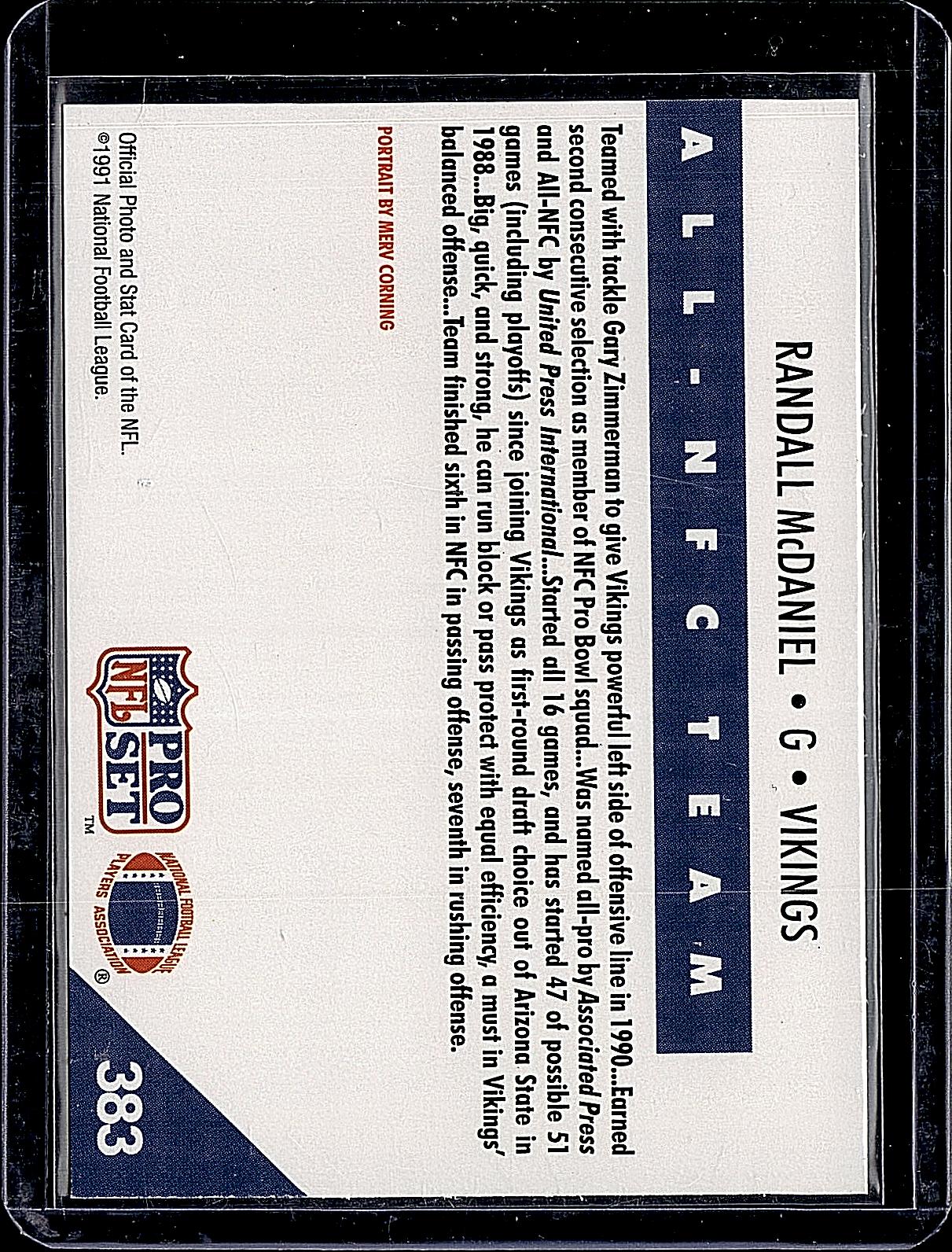 1991 Pro Set #383 Randall McDaniel