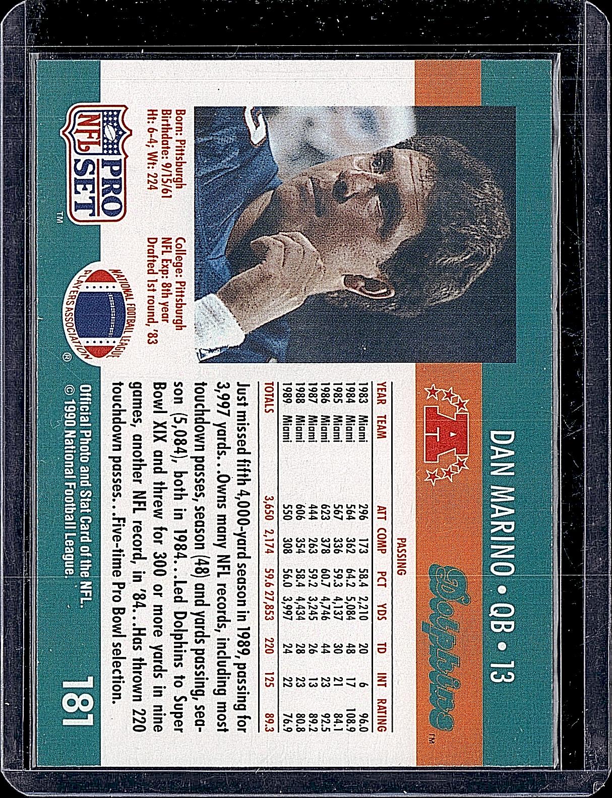 1990 Pro Set #181 Dan Marino