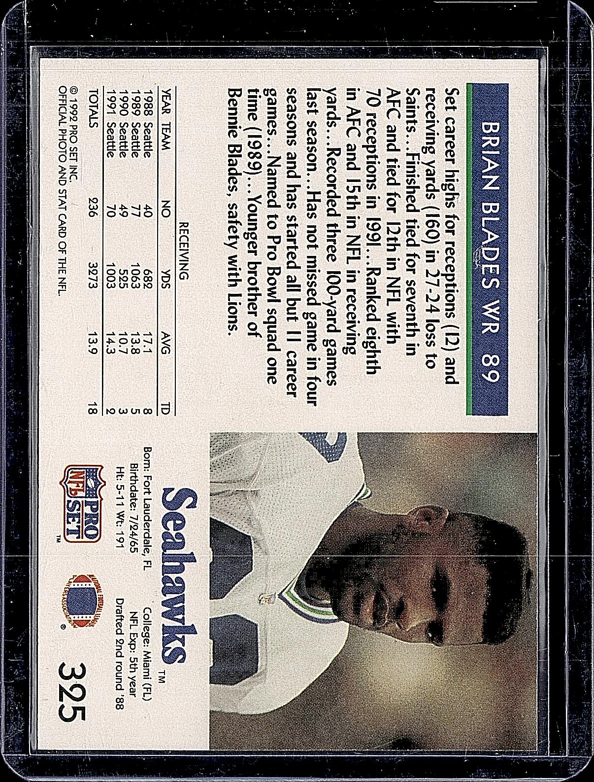 1992 Pro Set #325 Brian Blades