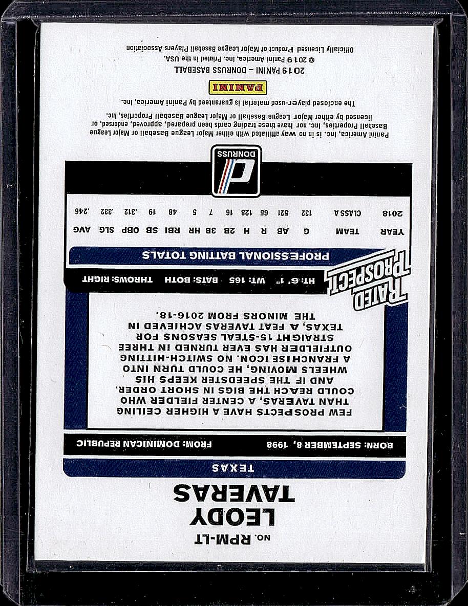 2019 Donruss #RPM-LT Leody Taveras Rated Prospect Material