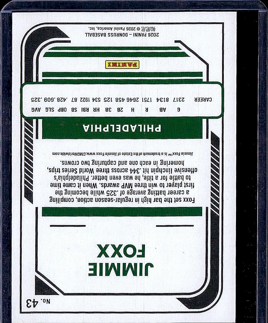 2026 Donruss #43 Jimmie Foxx Liberty