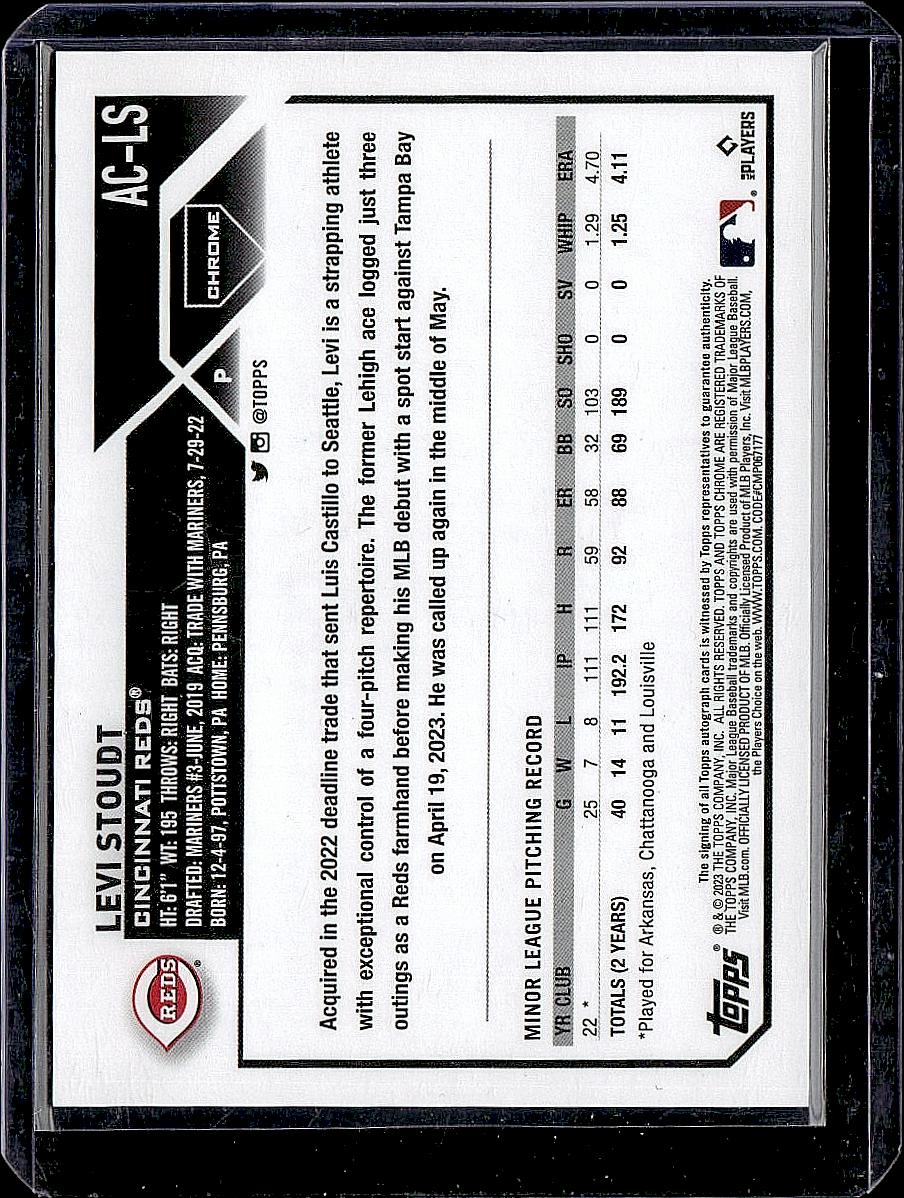 2023 Topps Chrome Update #AC-LS Levi Stoudt Autographs