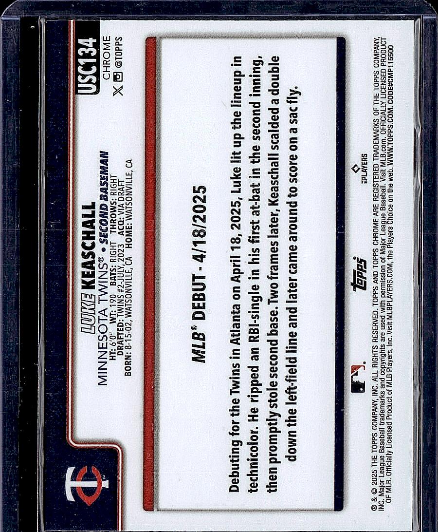 2025 Topps Chrome Update #USC134 Luke Keaschall X-Fractors