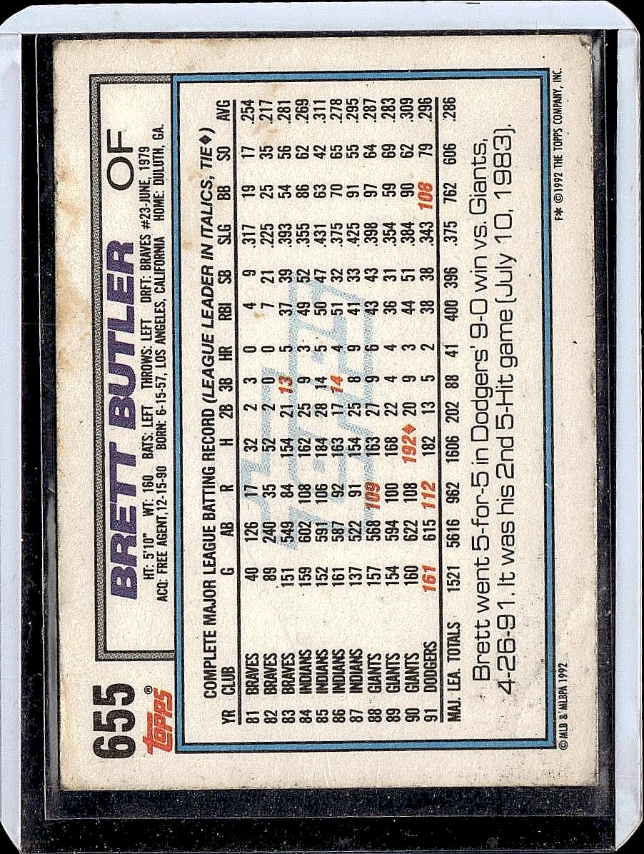 1992 Topps #655 Brett Butler