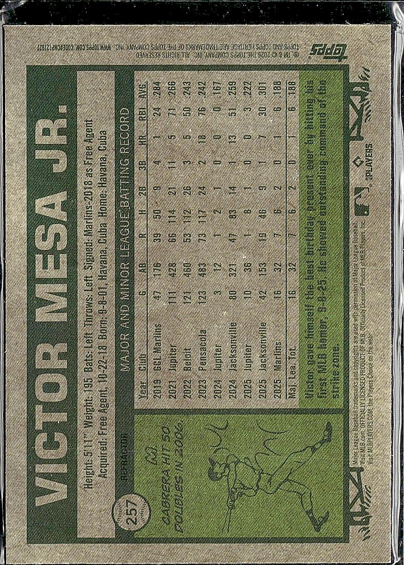 2026 Topps Heritage #257 Victor Mesa Jr.