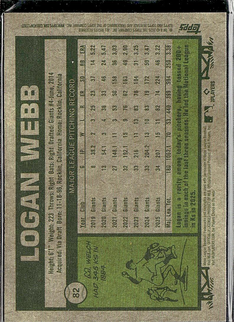 2026 Topps Heritage #82 Logan Webb