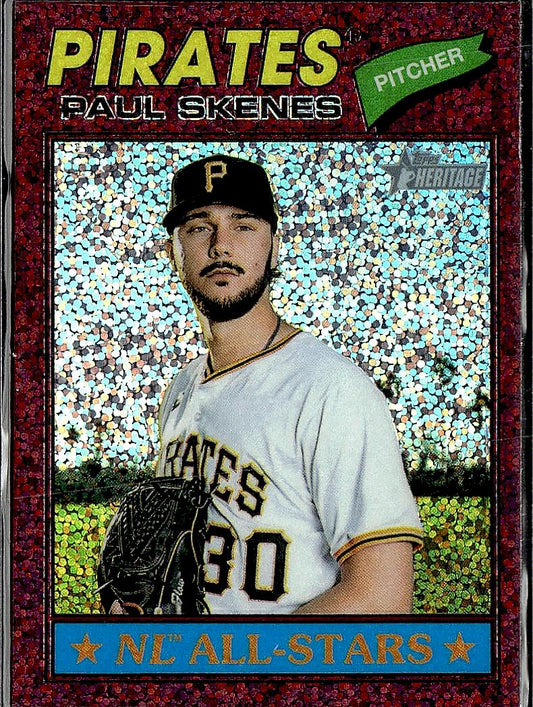 2026 Topps Heritage #33 Paul Skenes Chrome Burgundy Sparkle Refractors