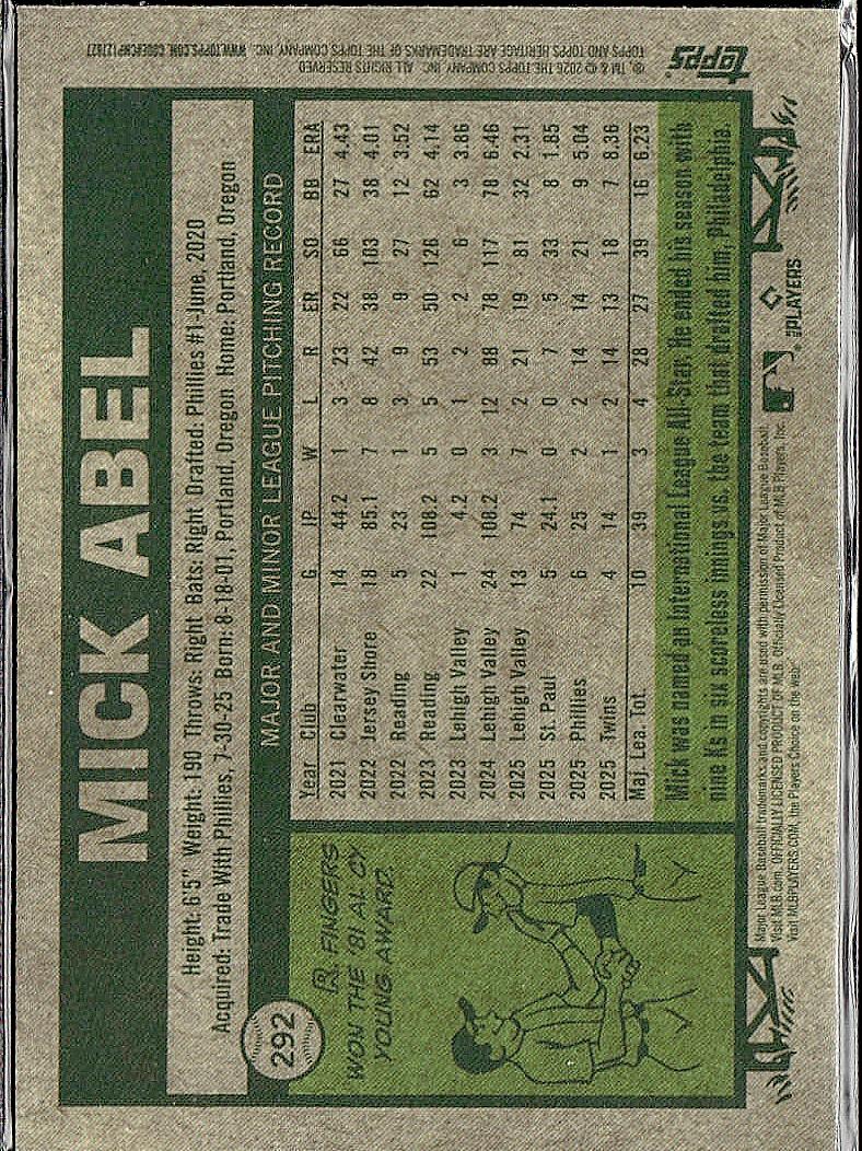 2026 Topps Heritage #292 Mick Abel Chrome