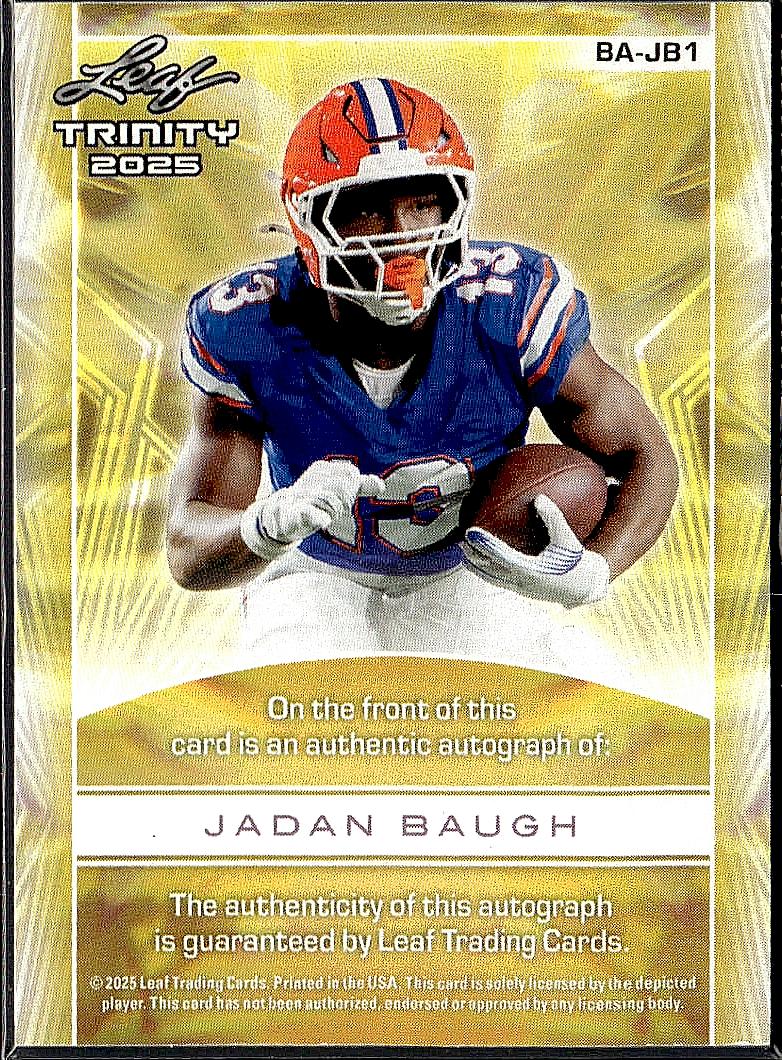 2025 Leaf Trinity #BA-JB1 Jadan Baugh Auto Blue #/35