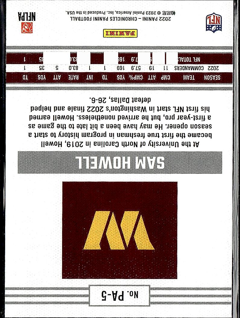 2022 Panini Chronicles #PA-5 Sam Howell Panini Bronze