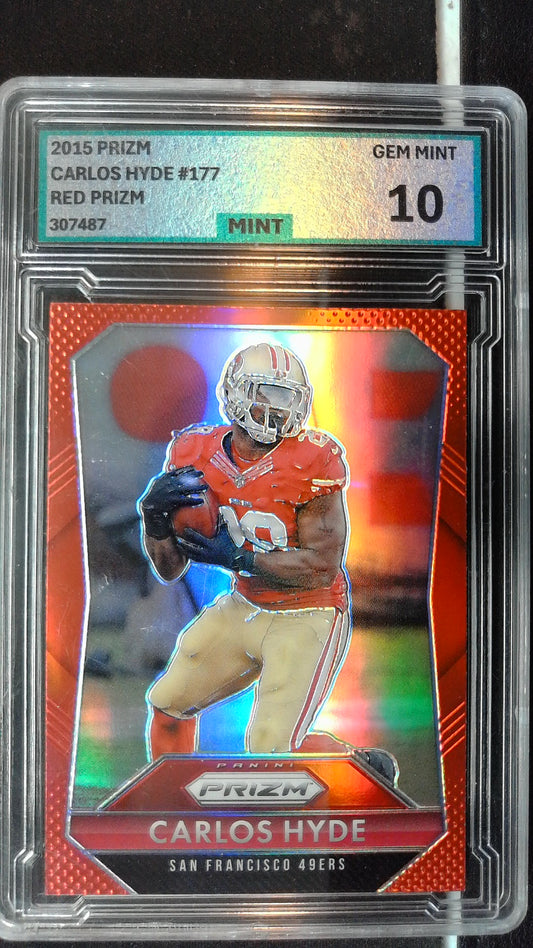 2015 Panini Prizm #177 Carlos Hyde Red Prizm MNT 10