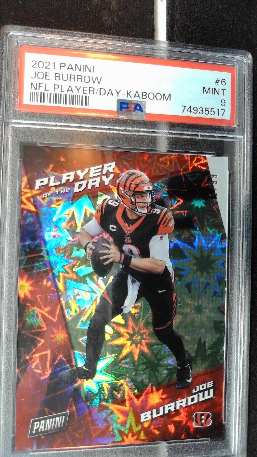 2021 Panini Player of the Day #6 Joe Burrow Kaboom PSA 9 #/99