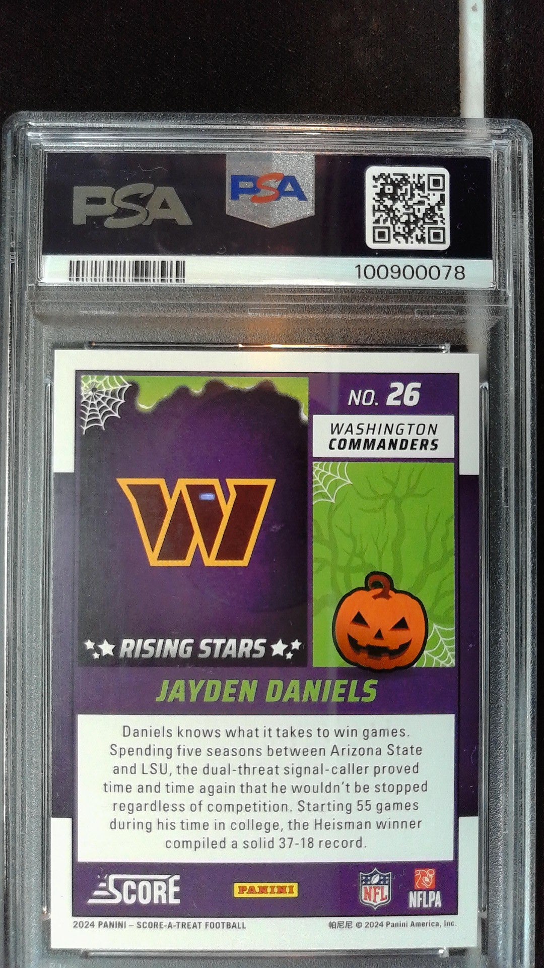 2024 Score-A-Treat #26 Jayden Daniels Rising Stars Orange Pumpkin PSA 9