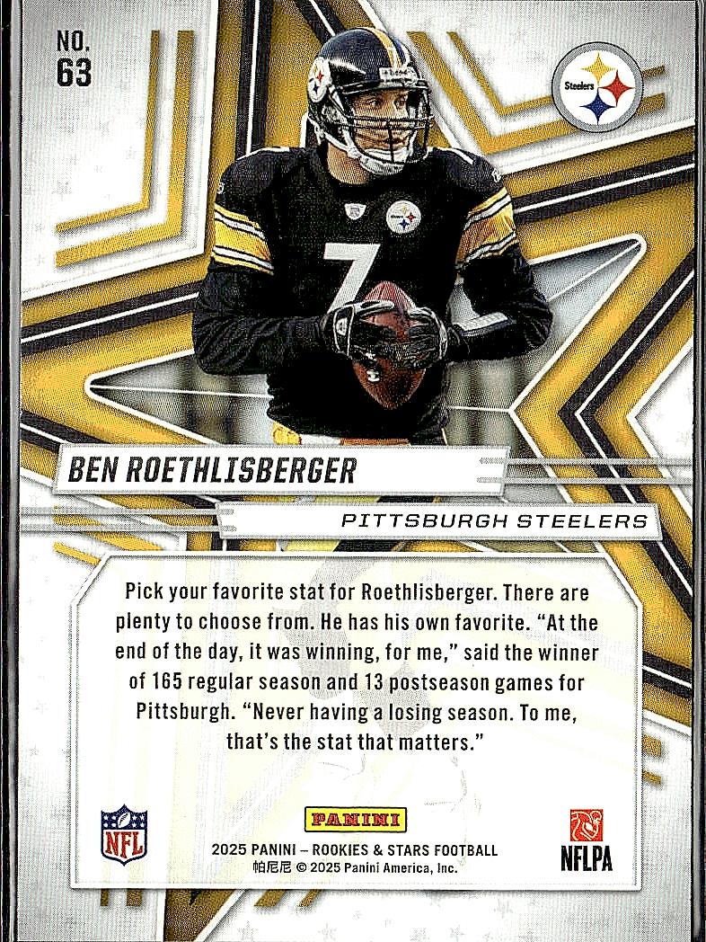 2025 Panini Rookies & Stars #63 Ben Roethlisberger Gold #/10
