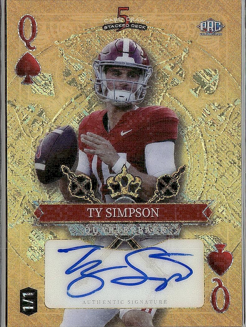 2025 Wild Card 5 Card Draw Ty Simpson Auto /1