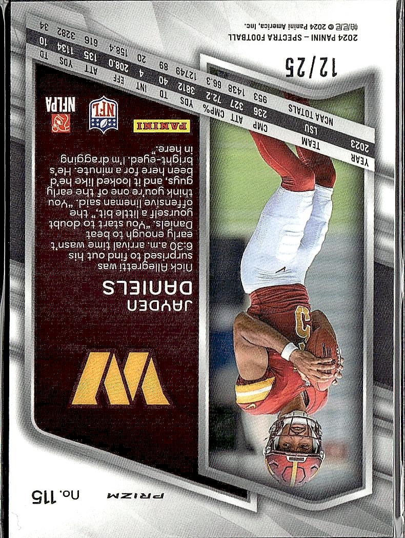 2024 Panini Spectra #115 Jayden Daniels Meta #/25