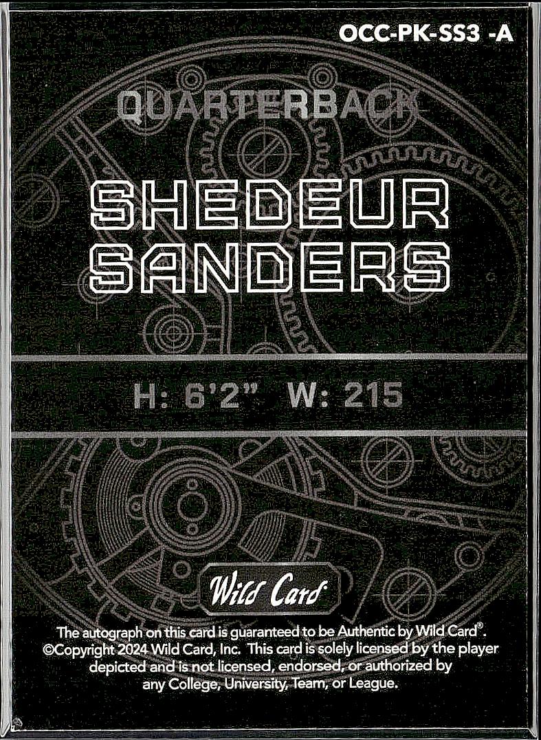 2024 Wild Card Shedeur Sanders On the Clock Auto 1/1