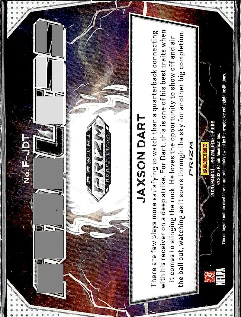 2025 Panini Prizm Draft Picks #F-JDT Jaxson Dart Fearless Gold Ice