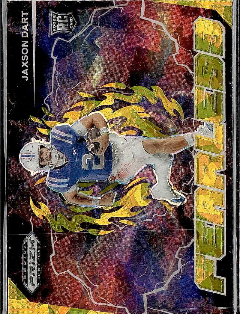 2025 Panini Prizm Draft Picks #F-JDT Jaxson Dart Fearless Gold Ice