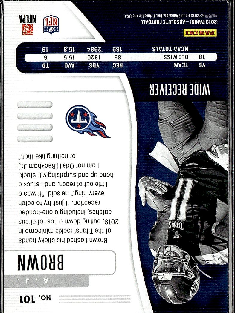 2019 Panini Absolute #101 A.J. Brown Retail