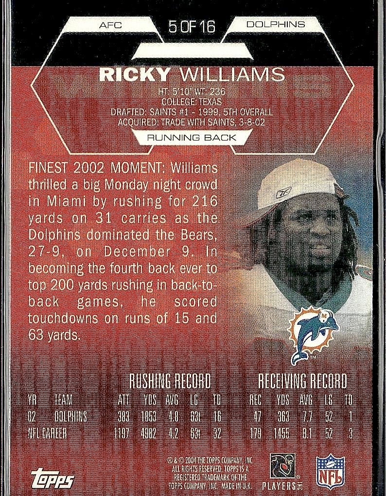 2004 Topps Super Bowl XXXVIII Card Show #5 Ricky Williams