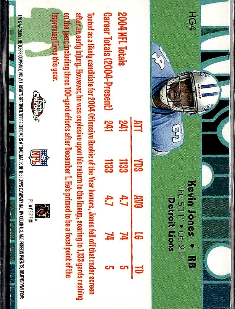 2005 Topps Chrome #HG4 Kevin Jones Golden Anniversary Hidden Gold