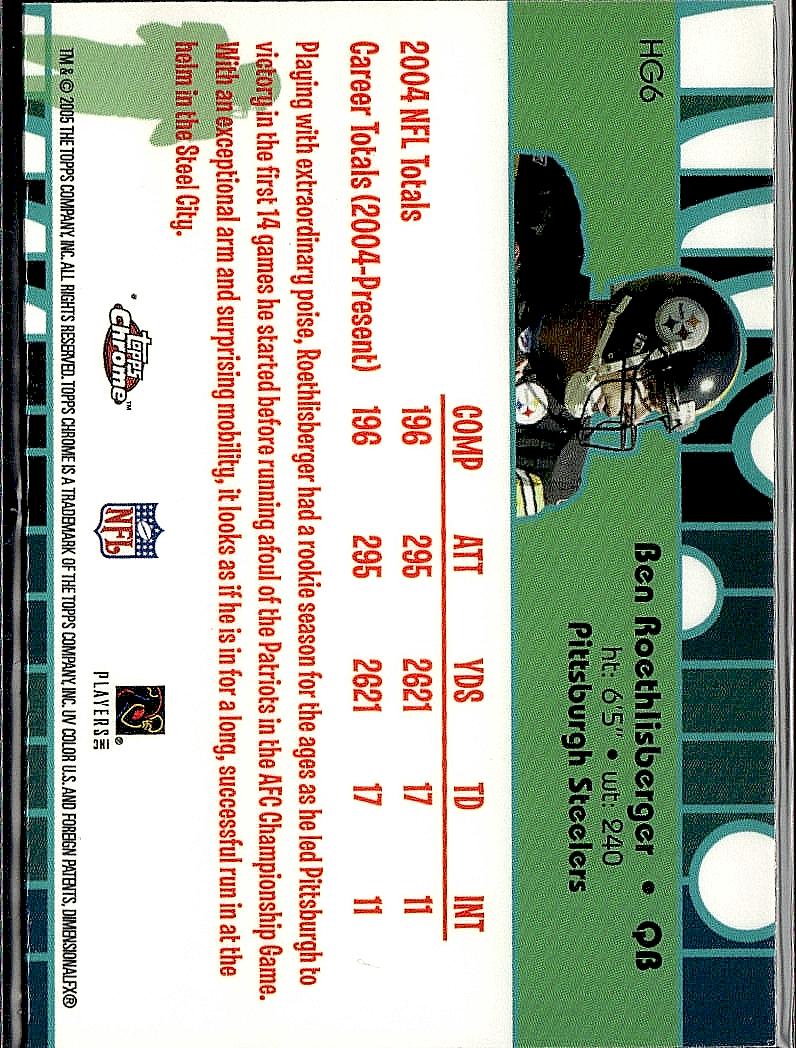 2005 Topps #HG6 Ben Roethlisberger Golden Anniversary Hidden Gold