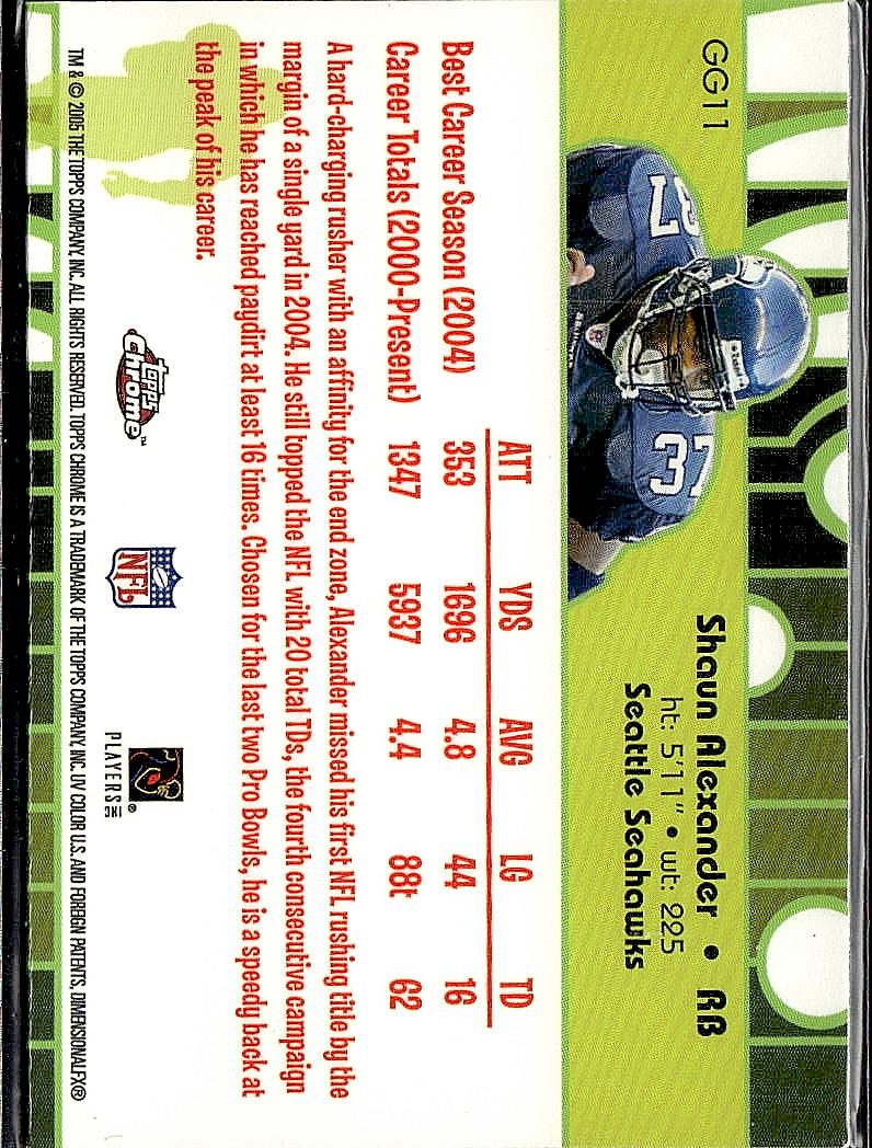 2005 Topps Chrome #GG11 Shaun Alexander Golden Anniversary Glistening Gold