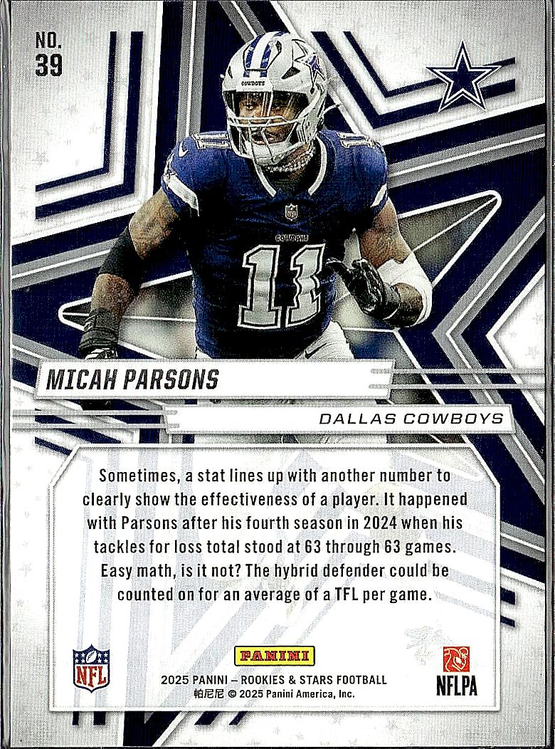 2025 Panini Rookies & Stars #39 Micah Parsons