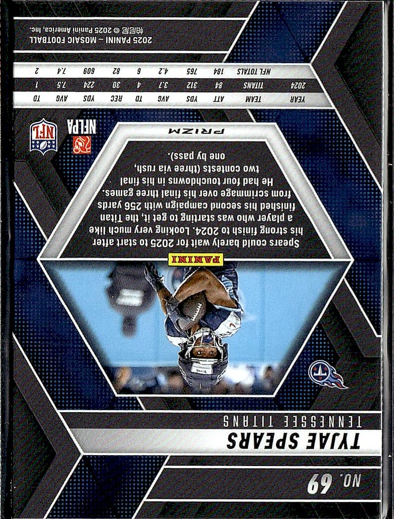 2025 Panini Mosaic #69 Tyjae Spears Purple Scope