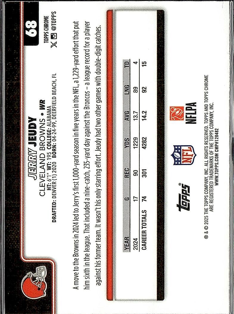 2025 Topps Chrome #68 Jerry Jeudy Lightboard Logo