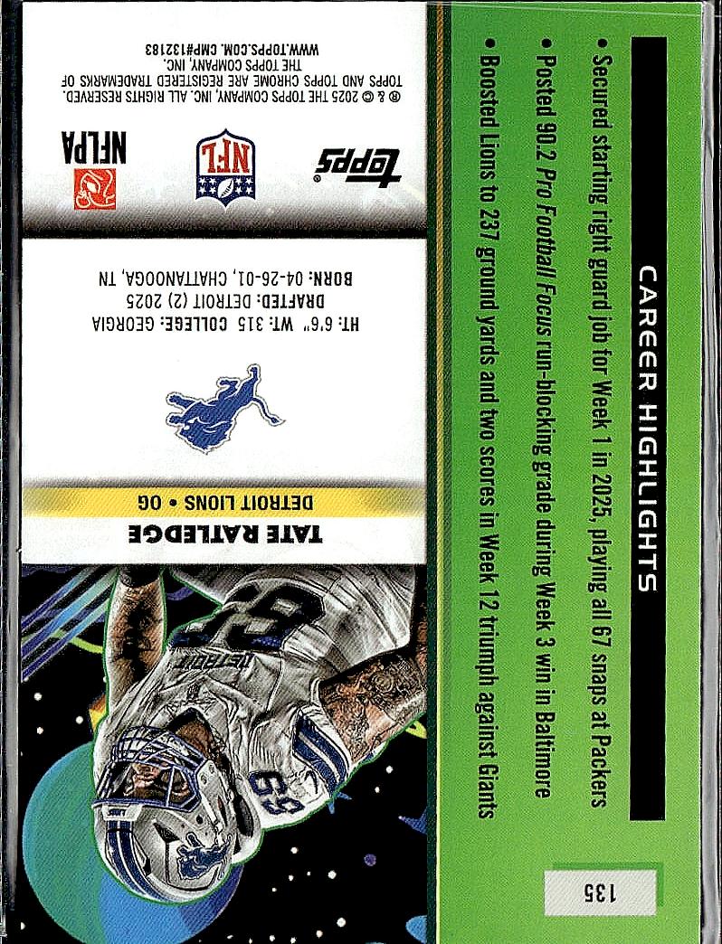 2025 Topps Chrome Cosmic #135 Tate Ratledge White Hole Refractor