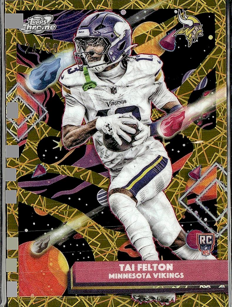 2025 Topps Chrome Cosmic #165 Tai Felton Gold Interstellar Refractor #/50