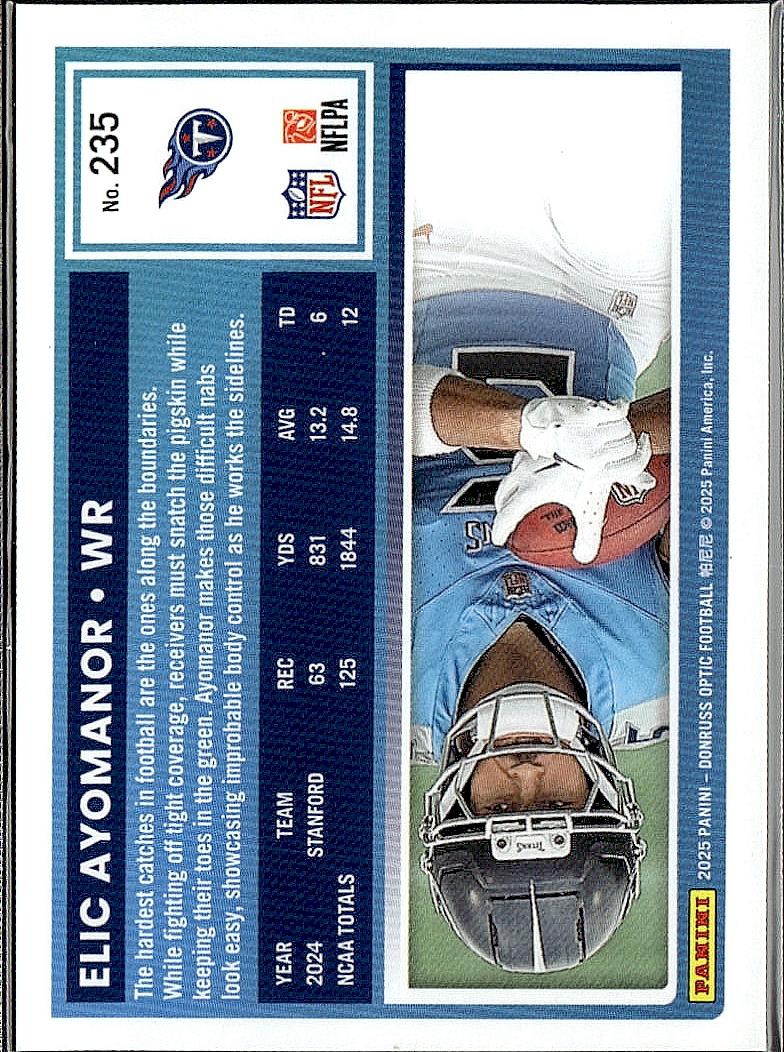 2025 Donruss #339 Elic Ayomanor Optic Rated Rookies Preview Holo