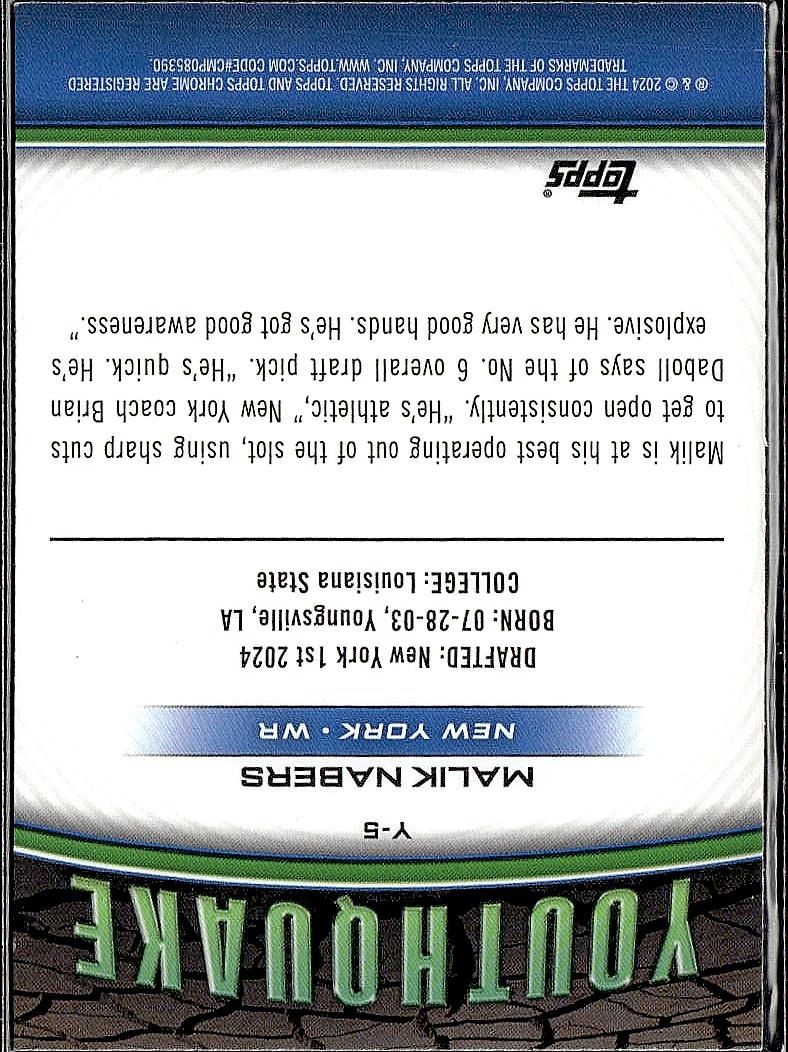 2024 Topps Chrome #Y-5 Malik Nabers Youthquake