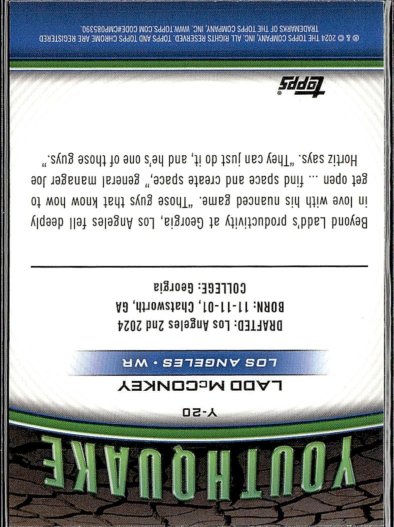 2024 Topps Chrome #Y-20 Ladd McConkey Youthquake X-Fractor