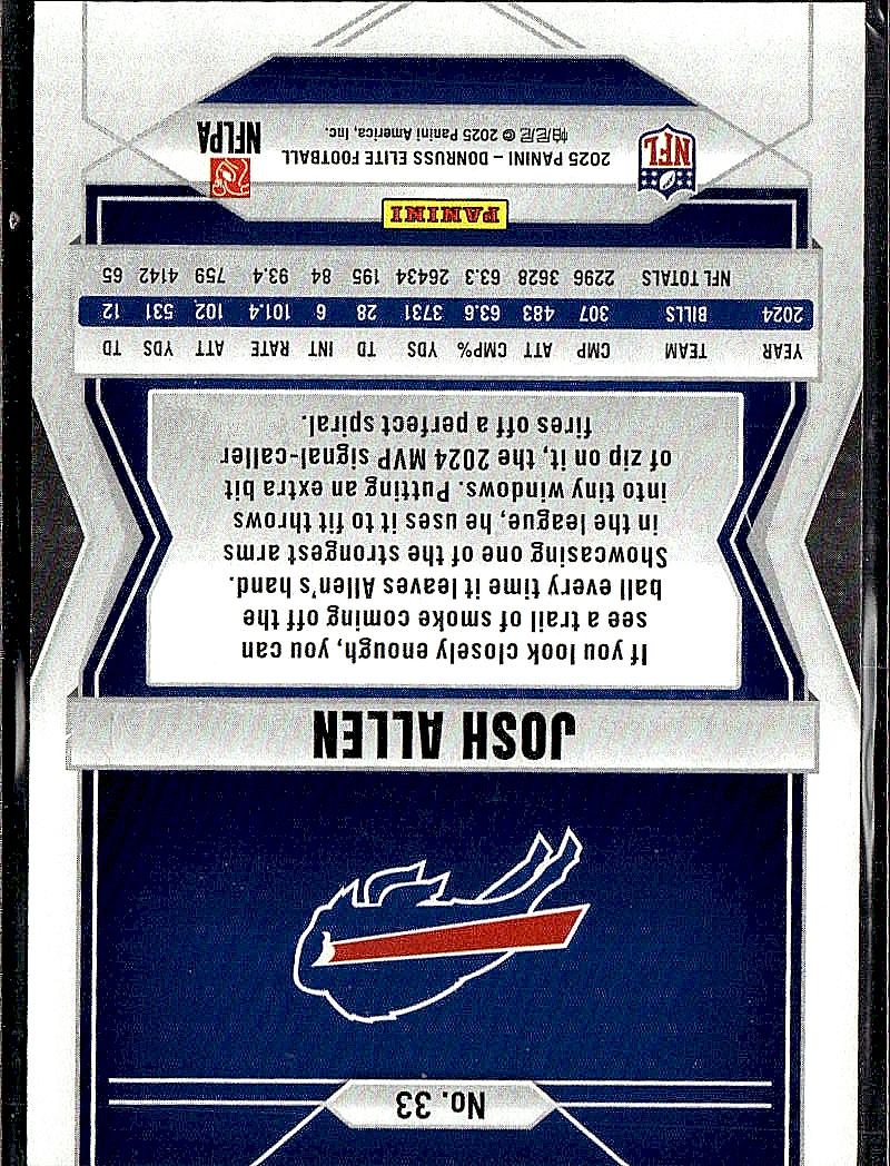 2025 Donruss Elite #33 Josh Allen Status Metallic Orange #/849