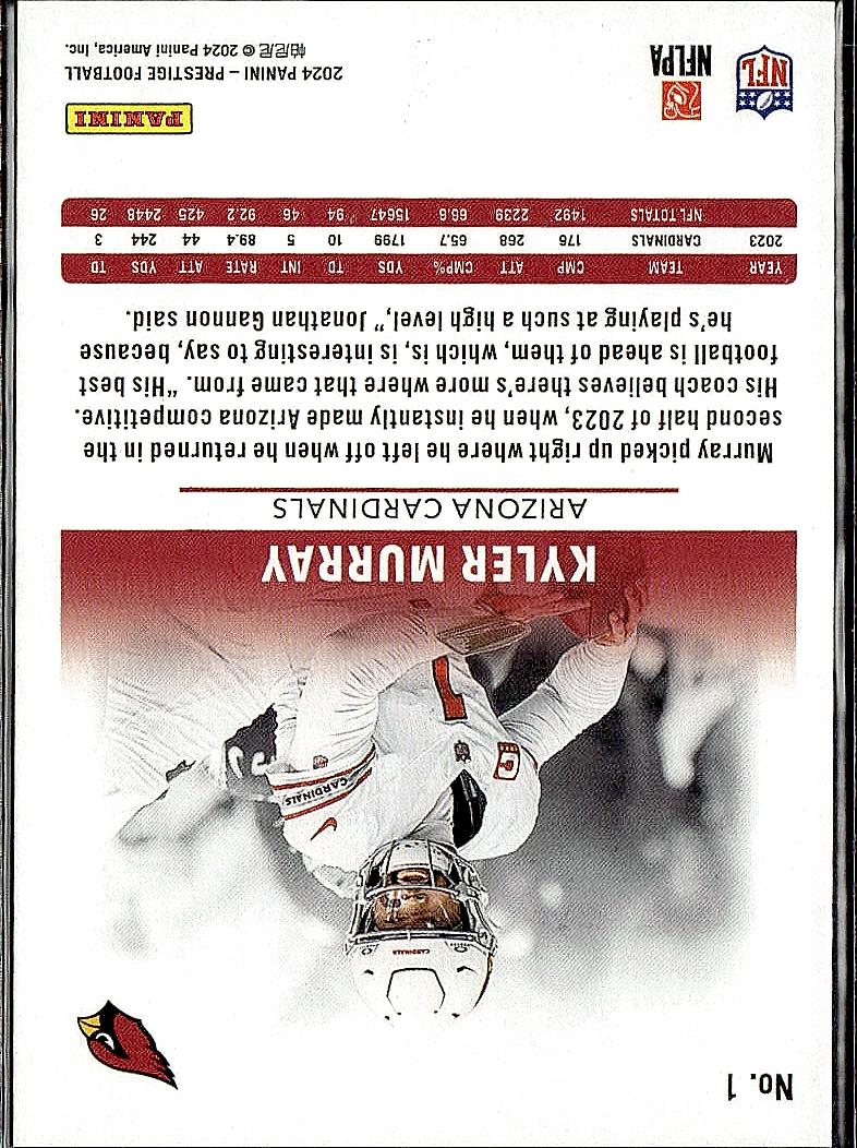2024 Panini Prestige #1 Kyler Murray Gold Premium Xtra Points #/75