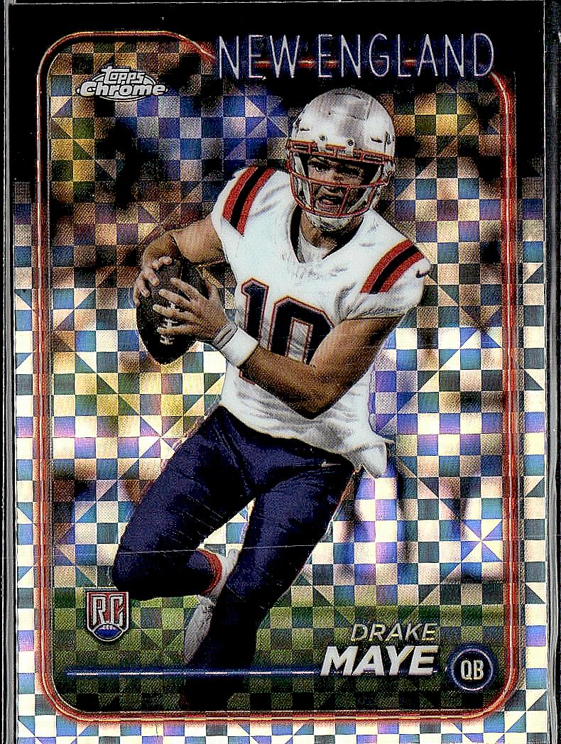 2024 Topps Chrome #203 Drake Maye Green Geometric Refractor #/99