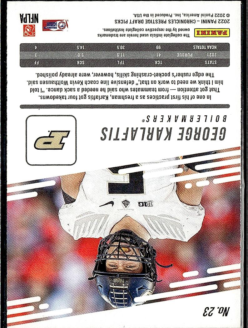2022 Panini Chronicles Draft Picks #23 George Karlaftis Prestige