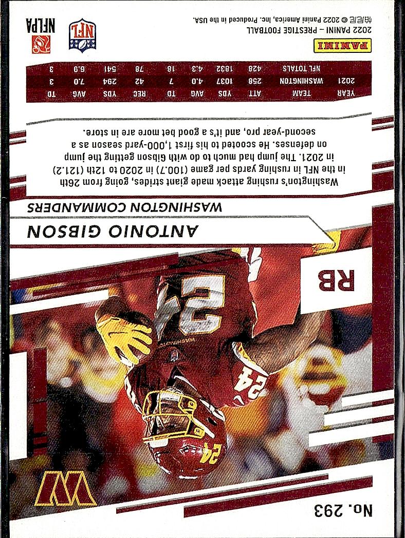 2022 Panini Prestige #293 Antonio Gibson
