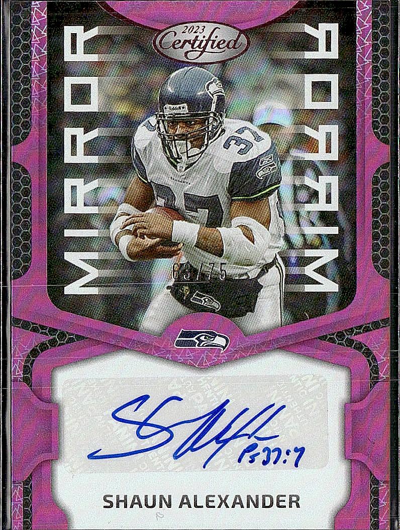 2023 Panini Certified #MS4 Shaun Alexander Mirror Signatures Pink #/75