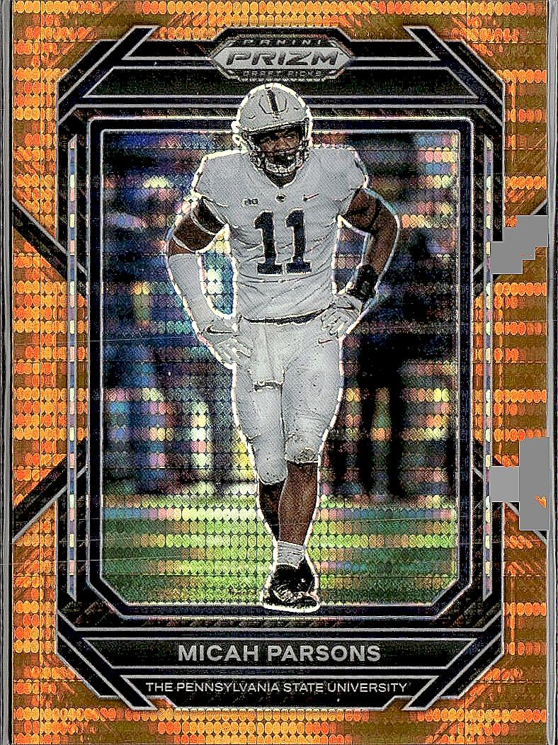 2023 Panini Prizm Draft Picks #75 Micah Parsons Prizms Orange Pulsar #/49