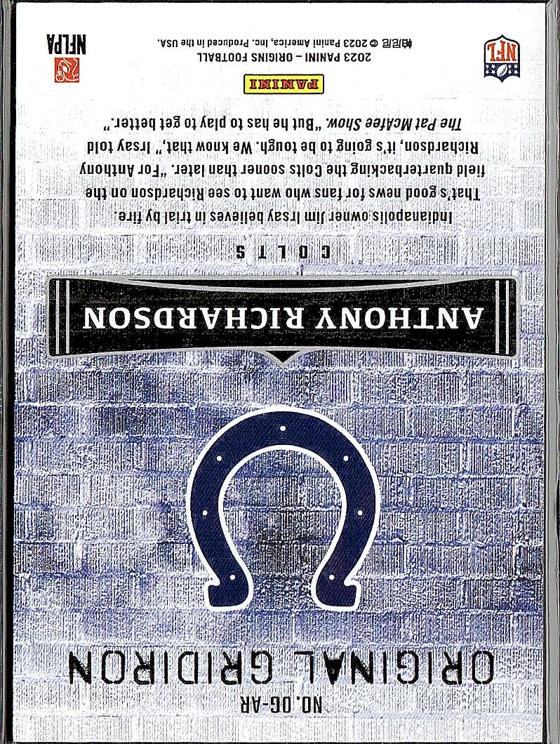2023 Panini Origins #OG-AR Anthony Richardson Original Gridiron
