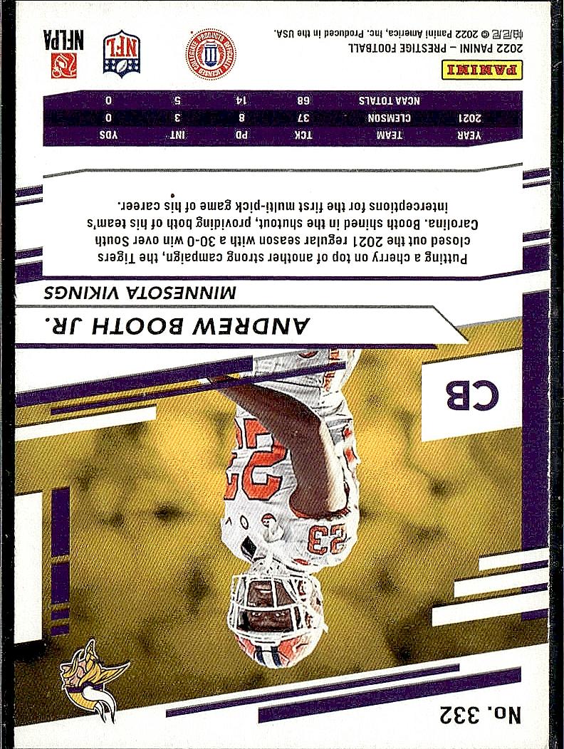 2022 Panini Prestige #332 Andrew Booth Jr.